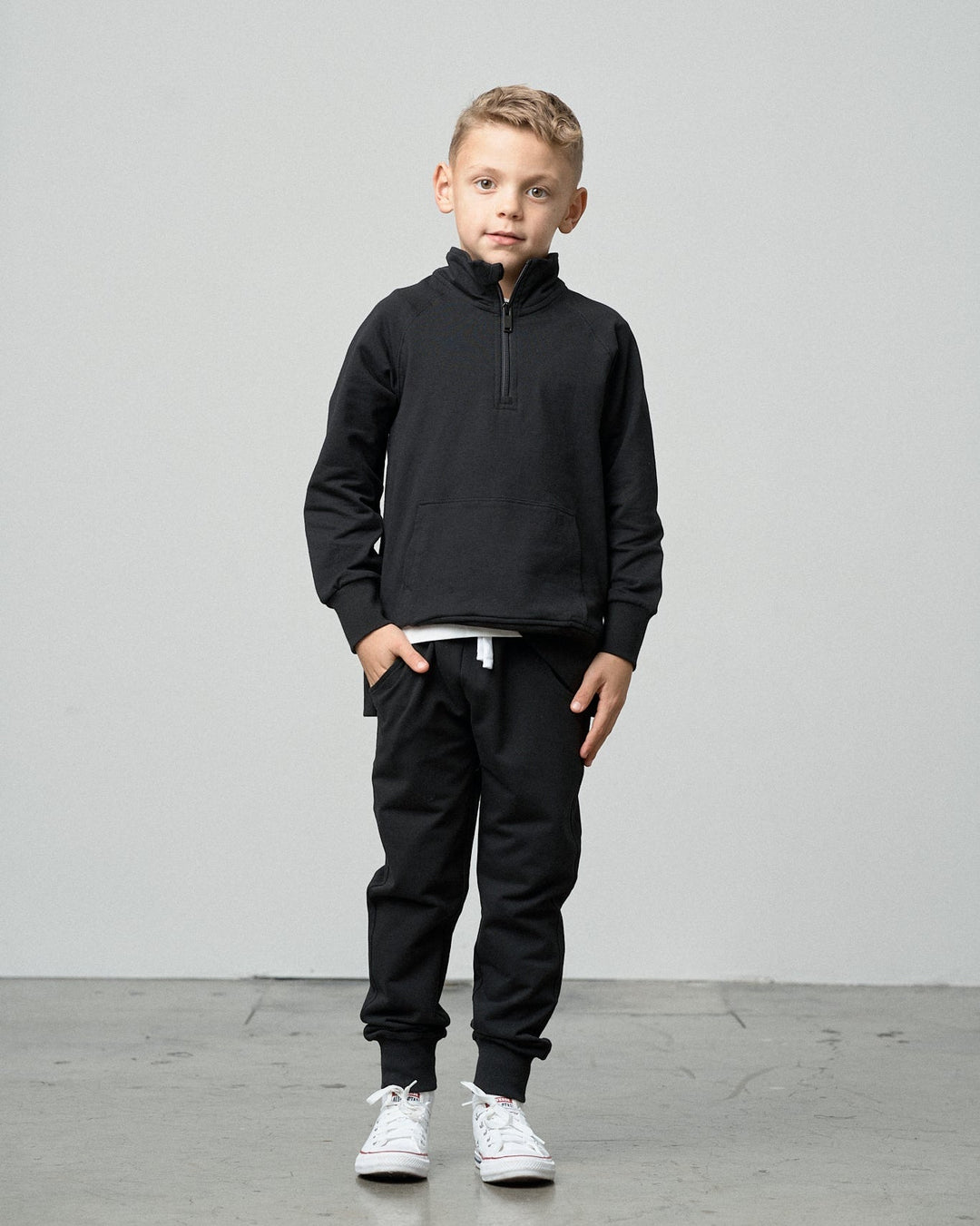 Quarter Zip Pullover - Black
