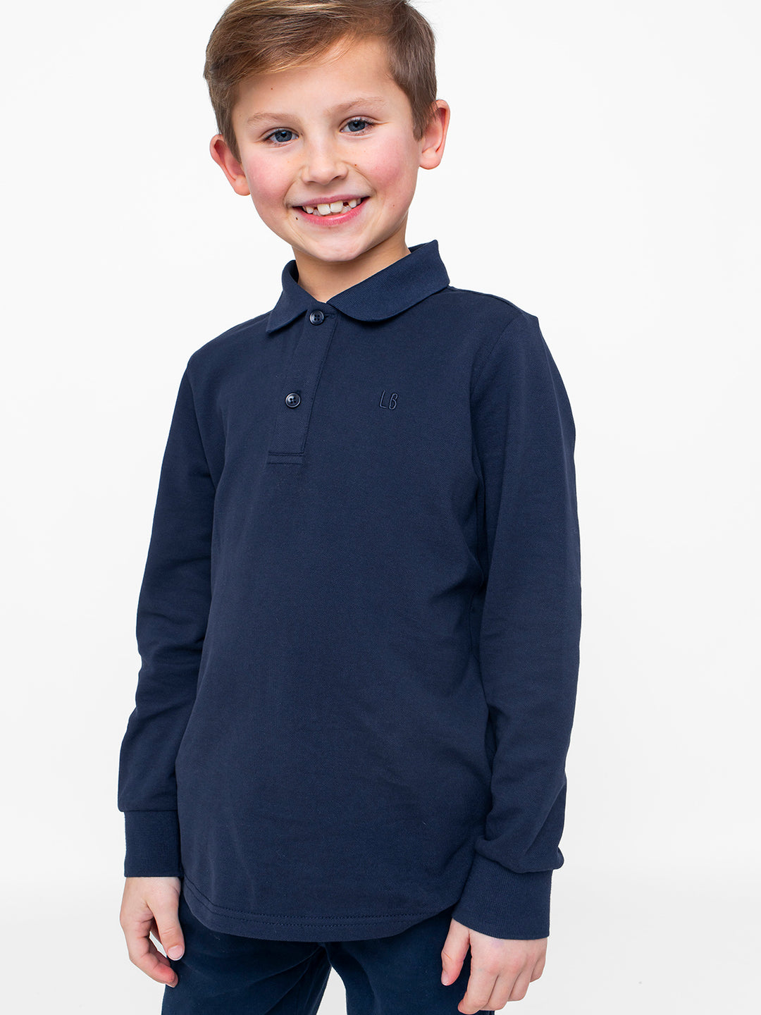 Basic Long Sleeve Polo Shirt - Navy