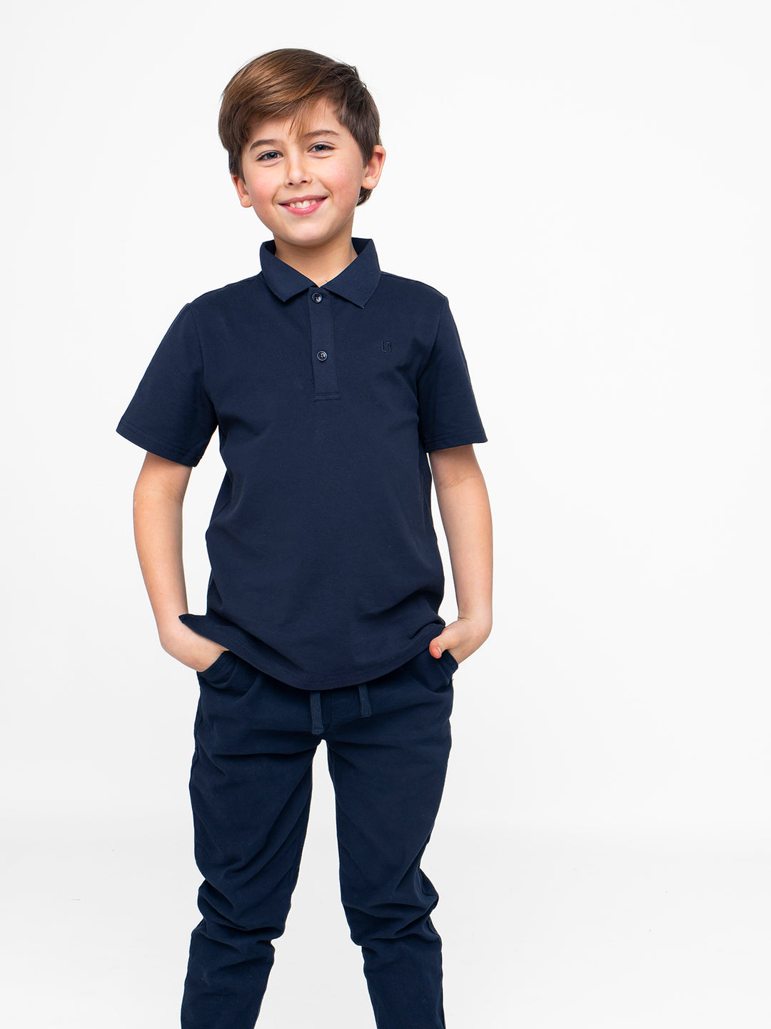 Basic Short Sleeve Polo Shirt - Navy