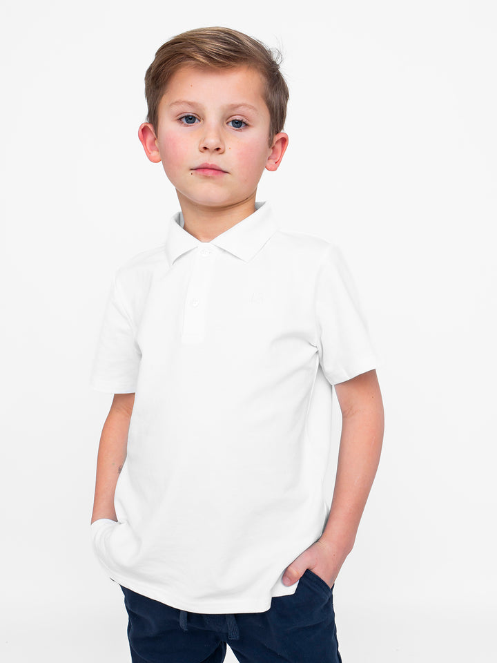 Basic Short Sleeve Polo Shirt - White