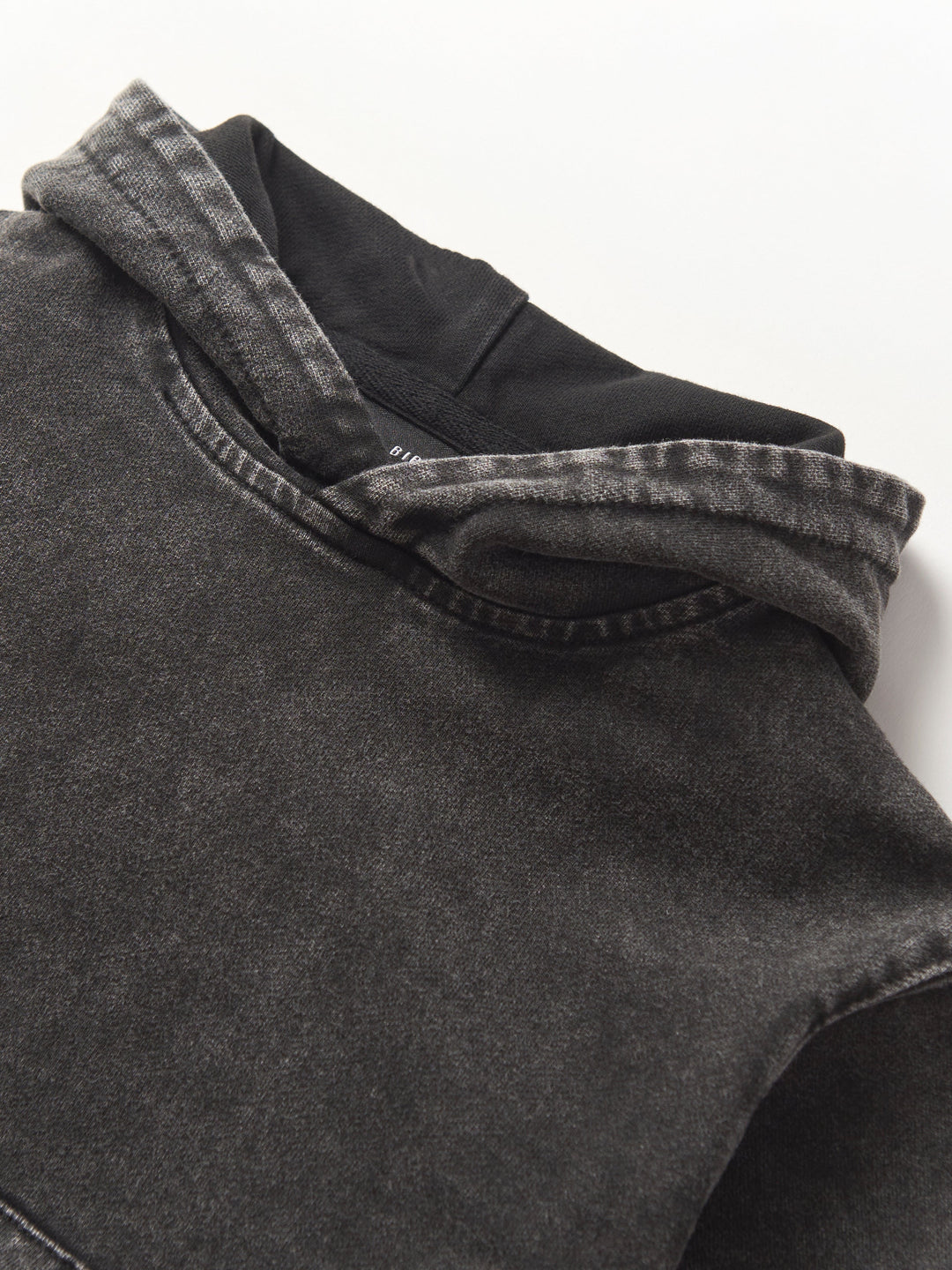 Imperfect Acid Wash Short Sleeve Hoodie - Black