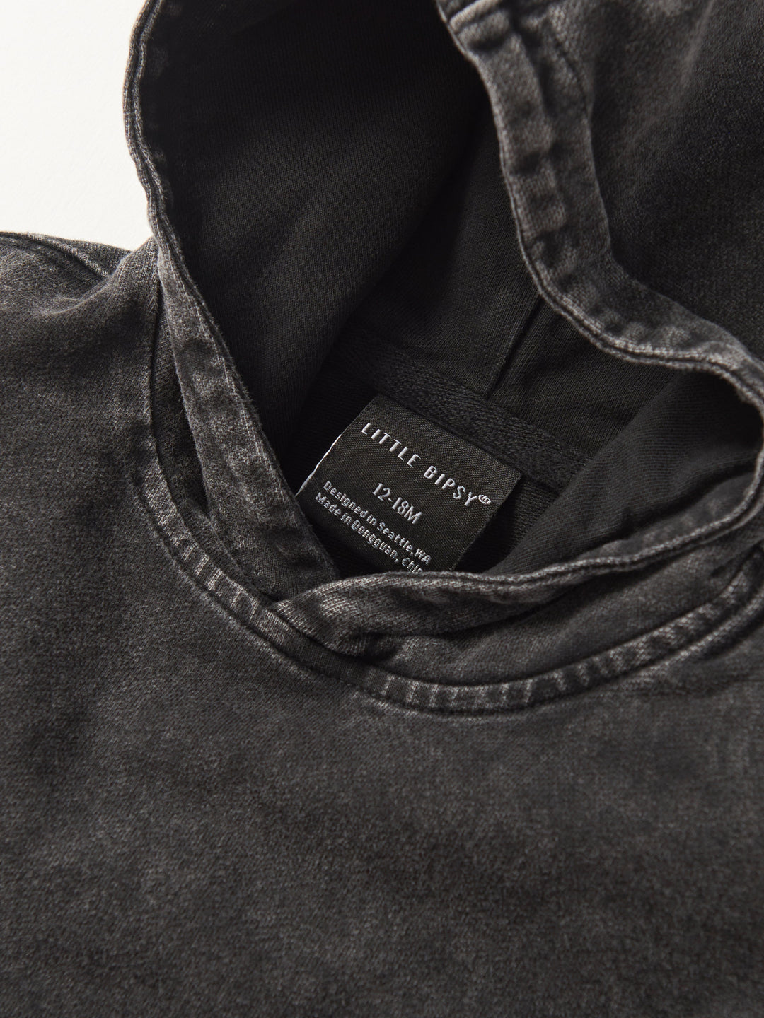 Imperfect Acid Wash Short Sleeve Hoodie - Black