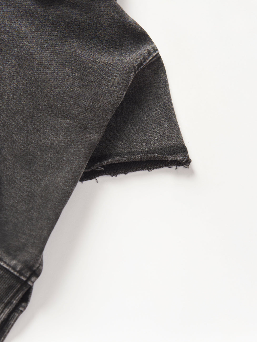 Imperfect Acid Wash Short Sleeve Hoodie - Black