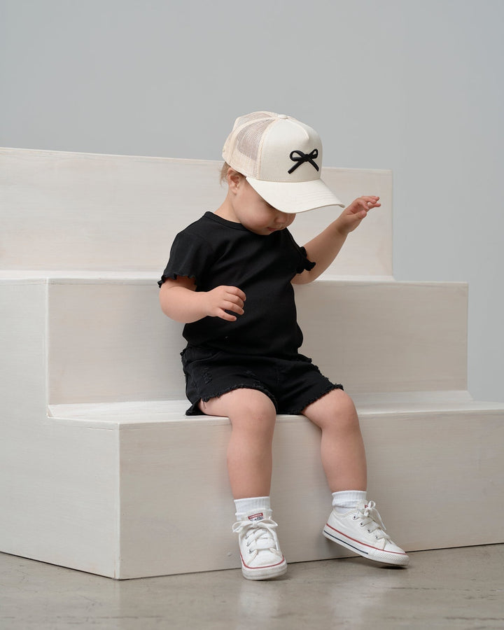 Bow Baseball Hat - Vanilla - Little Bipsy
