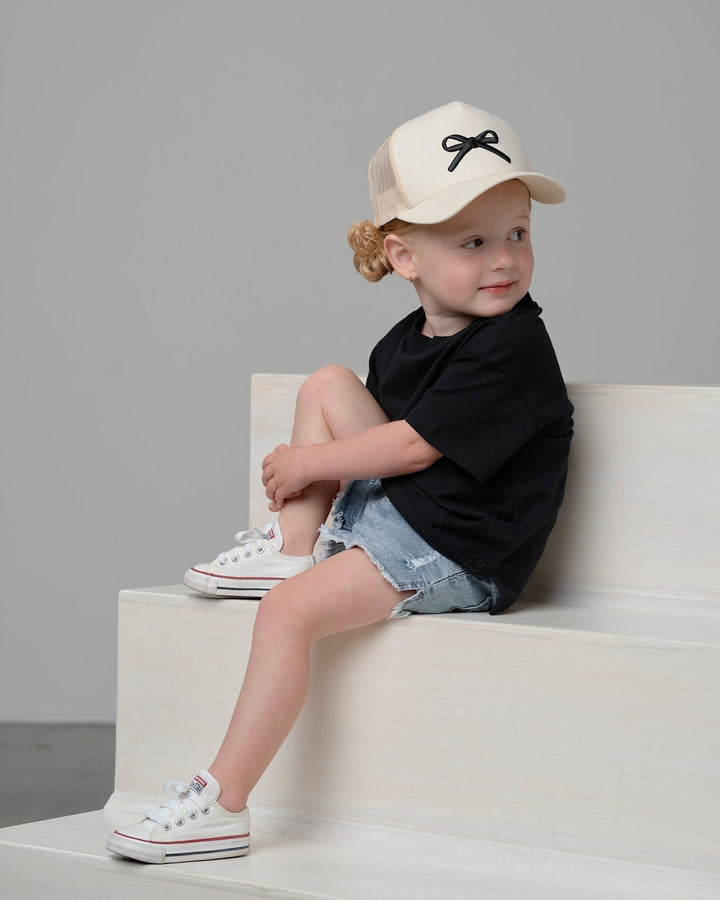 Bow Baseball Hat - Vanilla - Little Bipsy